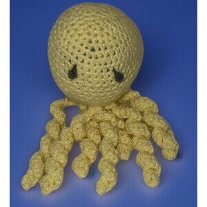 HANDMADE CROCHET OCTOPUS Yellow Toy Plush Sea Creature Craft Small Size Gift